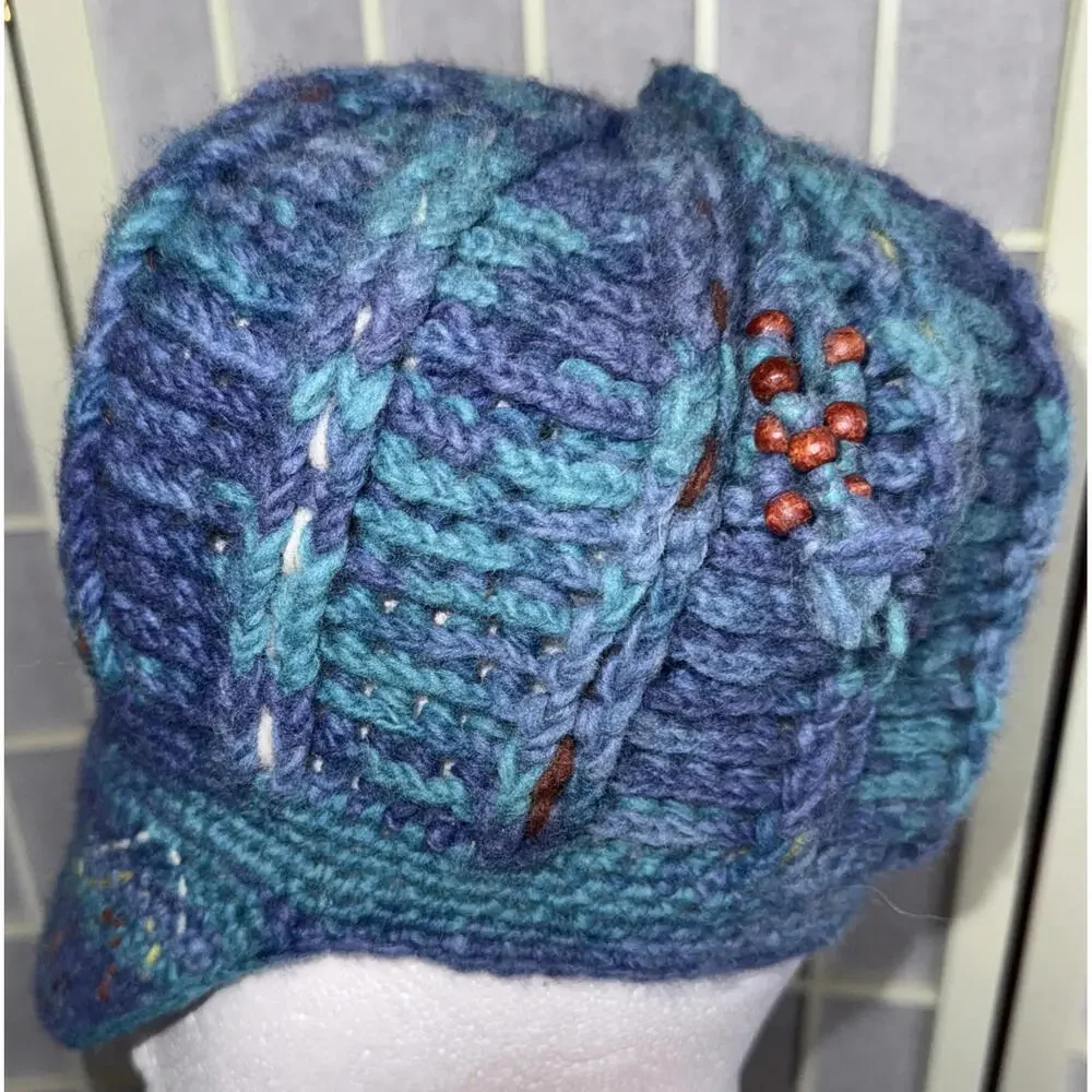 Newari Icelandic‎ Design Chunky Knit Crochet Style French Multicolor Y2K Beret